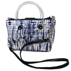 Luv Betsey by Betsey Johnson Blue White Handbag Purse Clear Handles